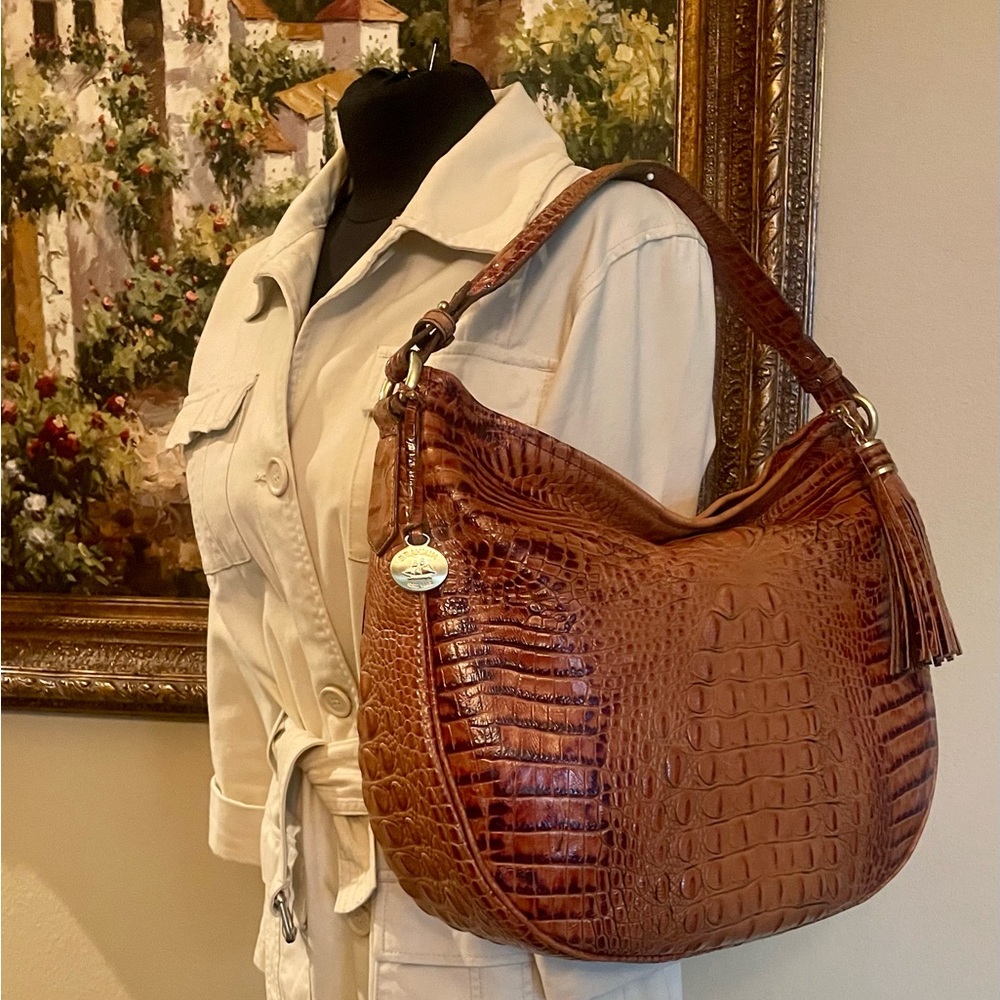 Brahmin Pecan Melbourne Leather Kathleen Tasseled Shoulder Bag Hobo